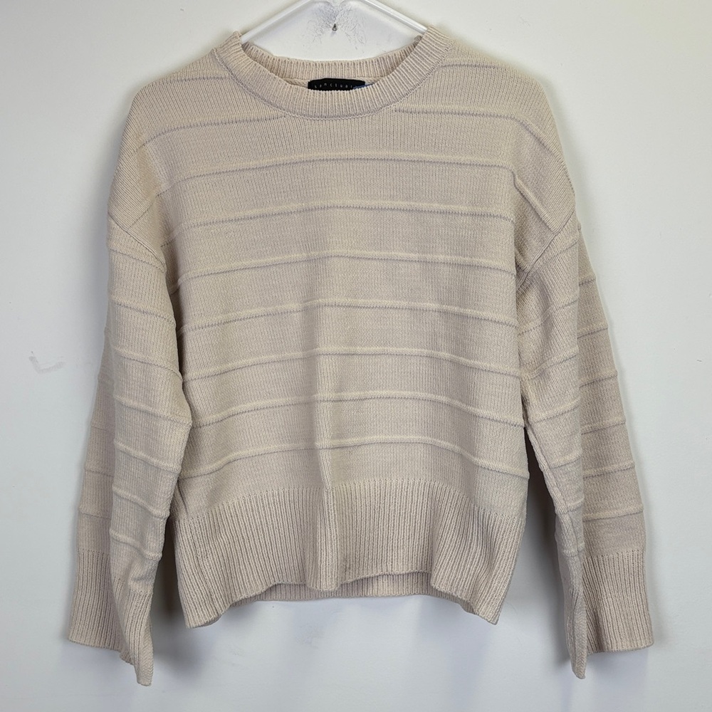 Sanctuary Ottoman Stitch Crewneck Sweater/ Oatmeal/ Size small- oversized